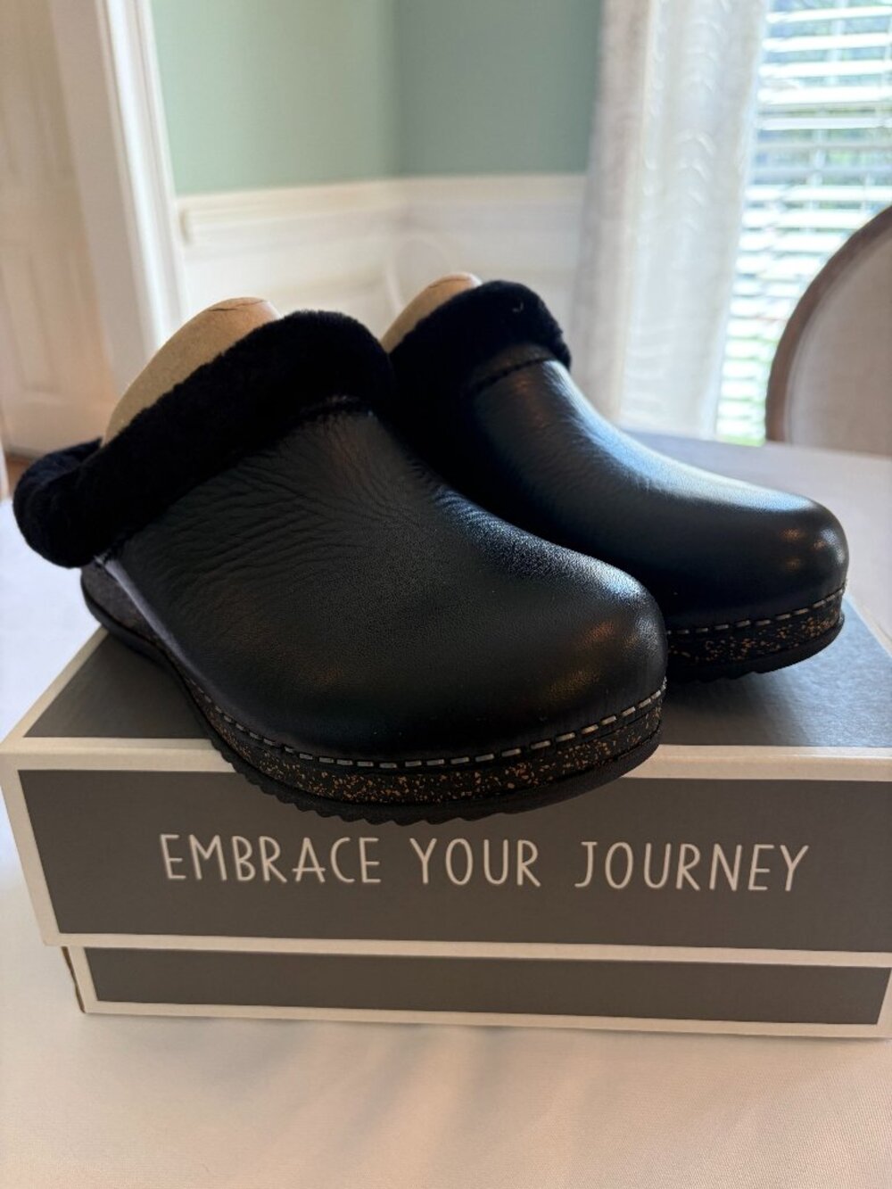 Dansko Black Magda Waxed Milled Slip On Lined Clogs Size EU 37 NWT